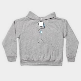 Stick figure holding coffee mug and smartphone Kids Hoodie